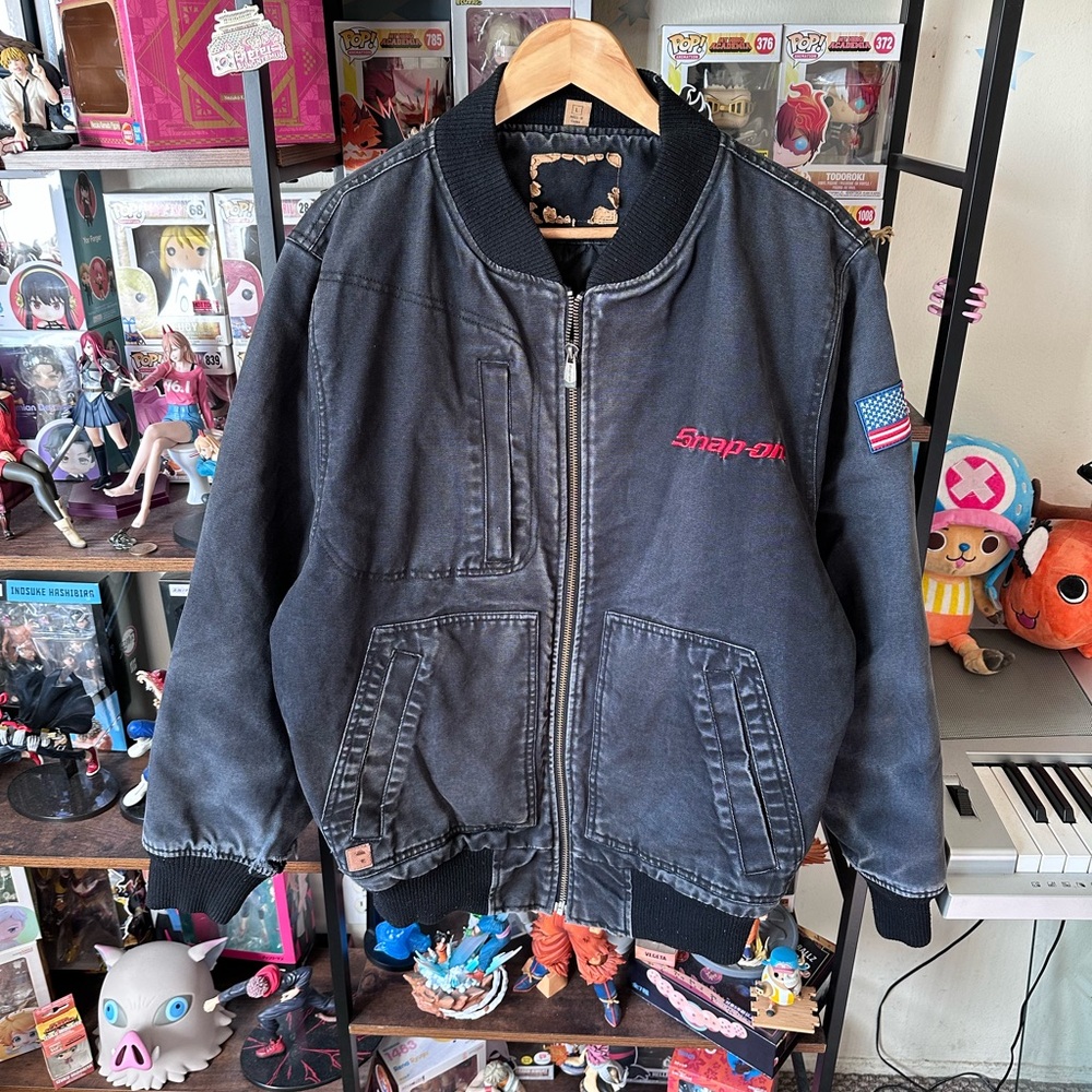 Vintage Snap-On Work Jacket Men’s Large Faded Canvas Mechanic Bomber
